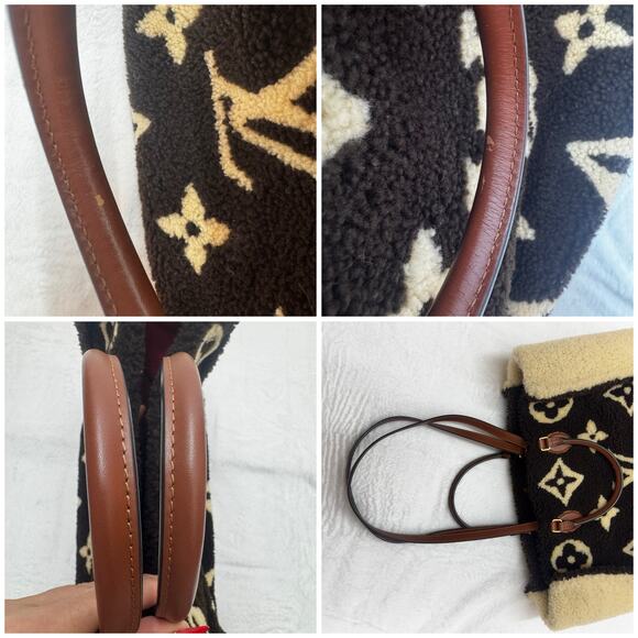 Louis Vuitton Monogram Teddy On The Go GM Tote Bag Dark Brown/Cream Shearling - Picture 11 of 16